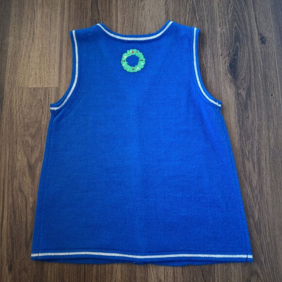 💙 Christmas Themed Knit Sweater Vest Size M Festive Fun Holidays Winter Warm Co - Picture 6 of 7